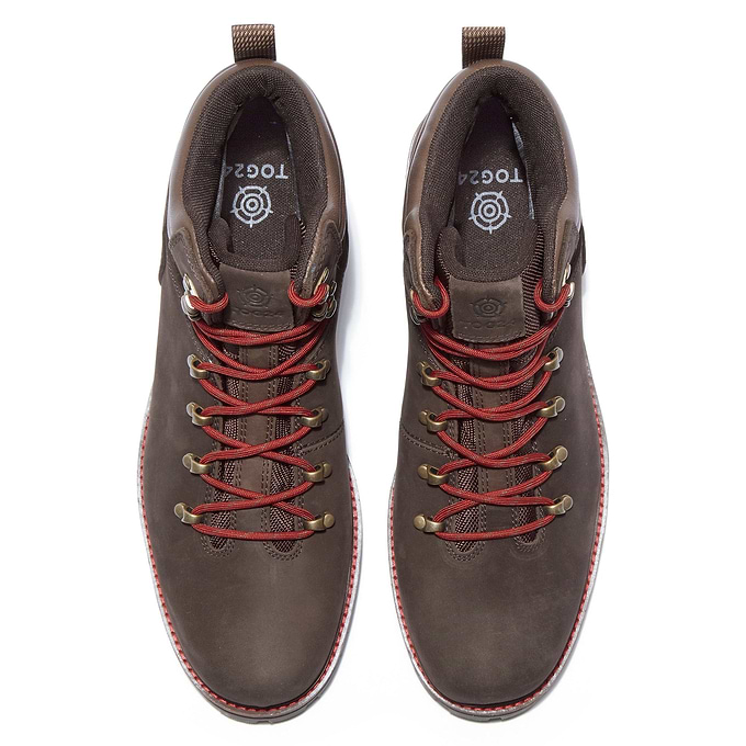 Outback Mens Leather Walking Boots - Chocolate Brown