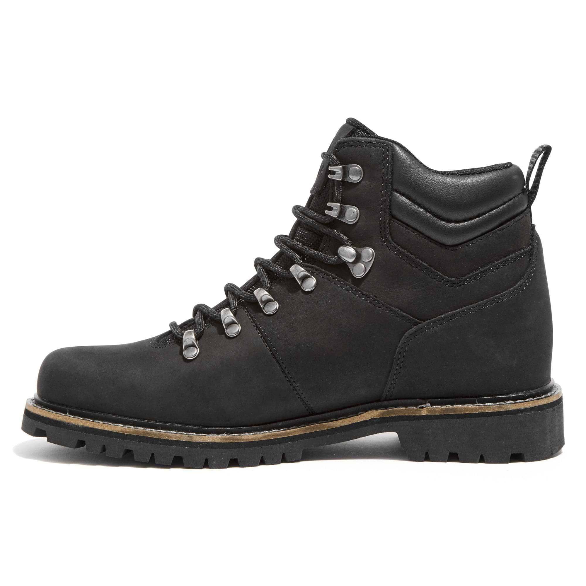 Black leather walking boots ladies hot sale