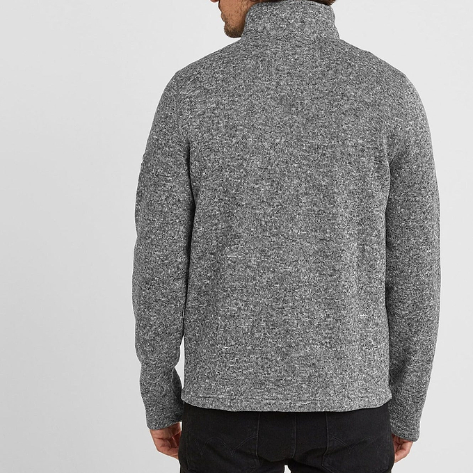 Pearson Mens Knitlook Quarter Zip Fleece - Dark Grey Marl