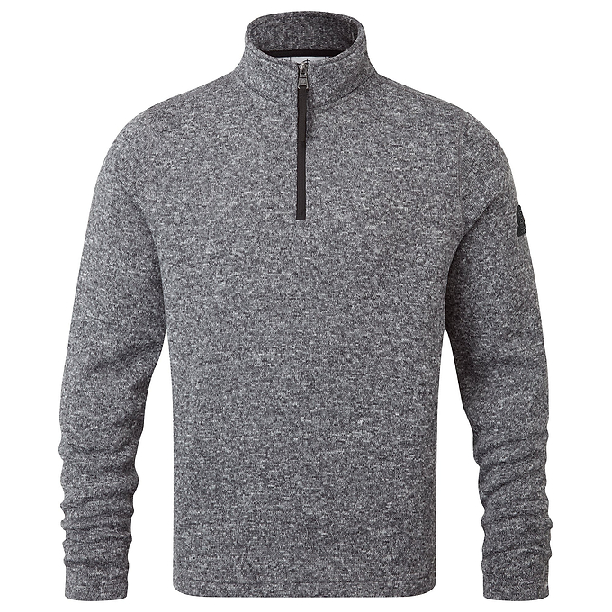 Pearson Mens Knitlook Quarter Zip Fleece - Dark Grey Marl