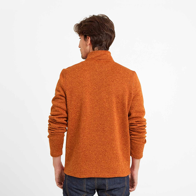 Pearson Mens Knitlook Quarter Zip Fleece - Dark Orange Marl