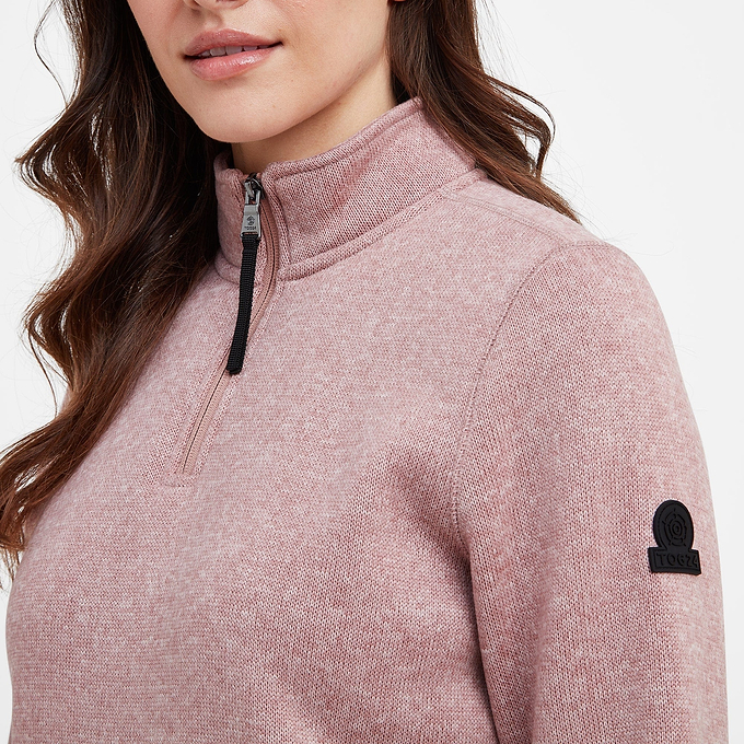 Pearson Womens Knitlook Quarter Zip Fleece - Faded Pink