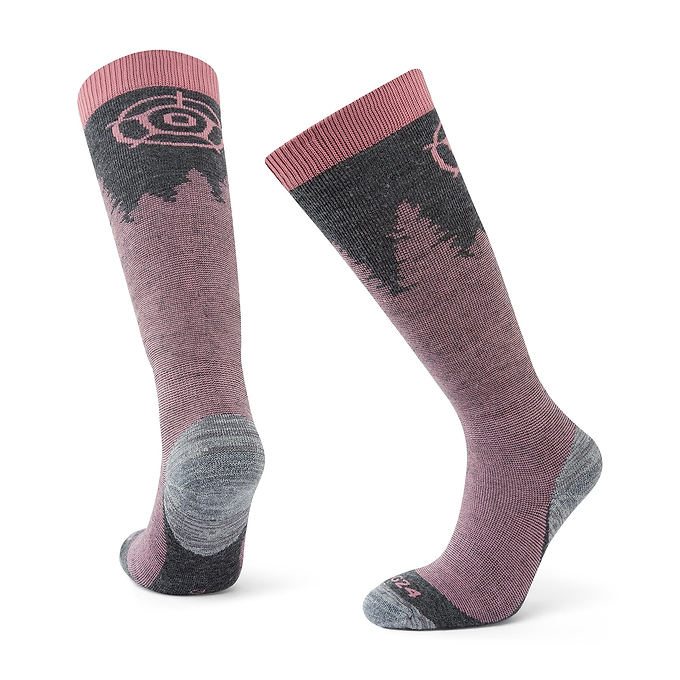 Pine Merino Ski Socks - Faded Pink