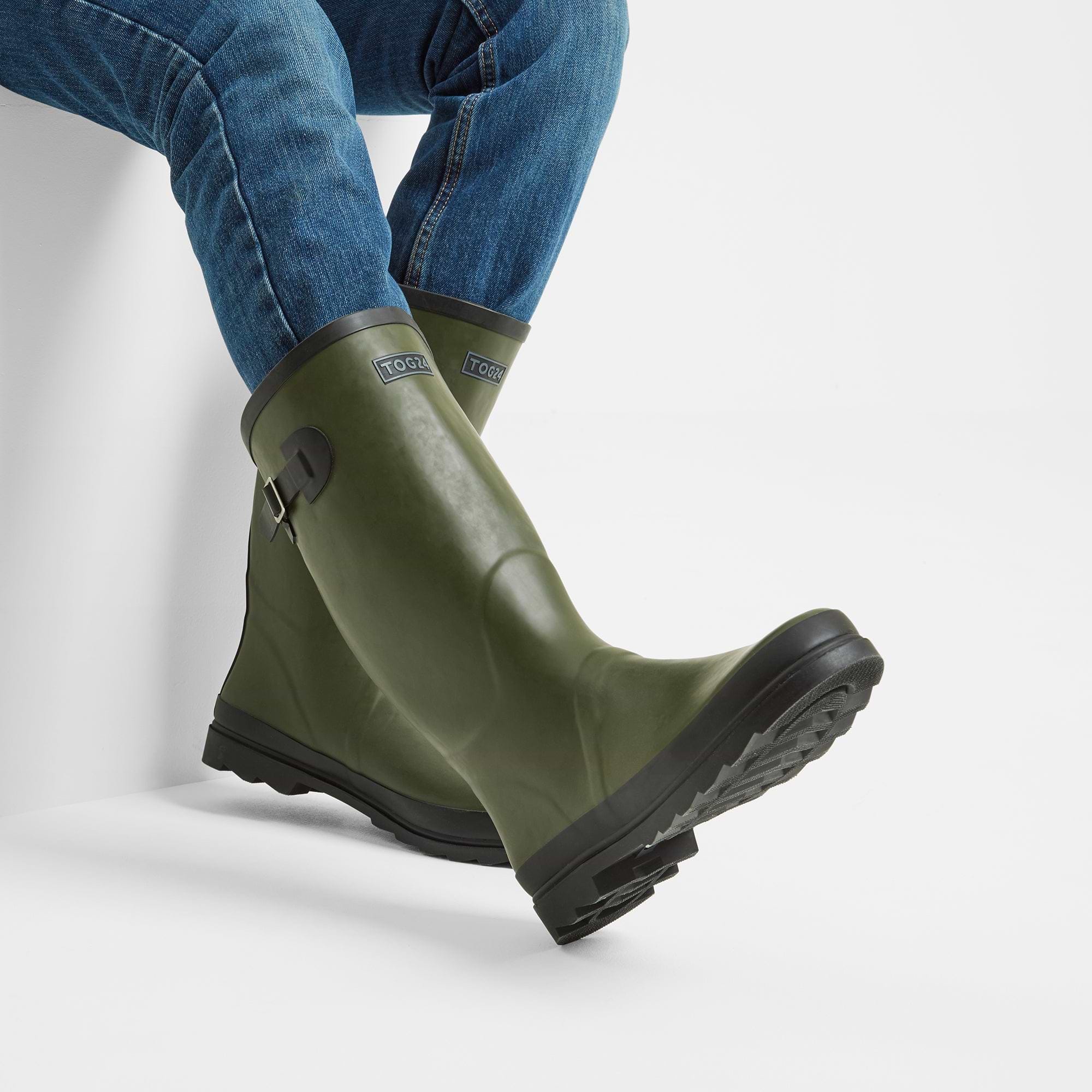 Mens green wellington boots clearance