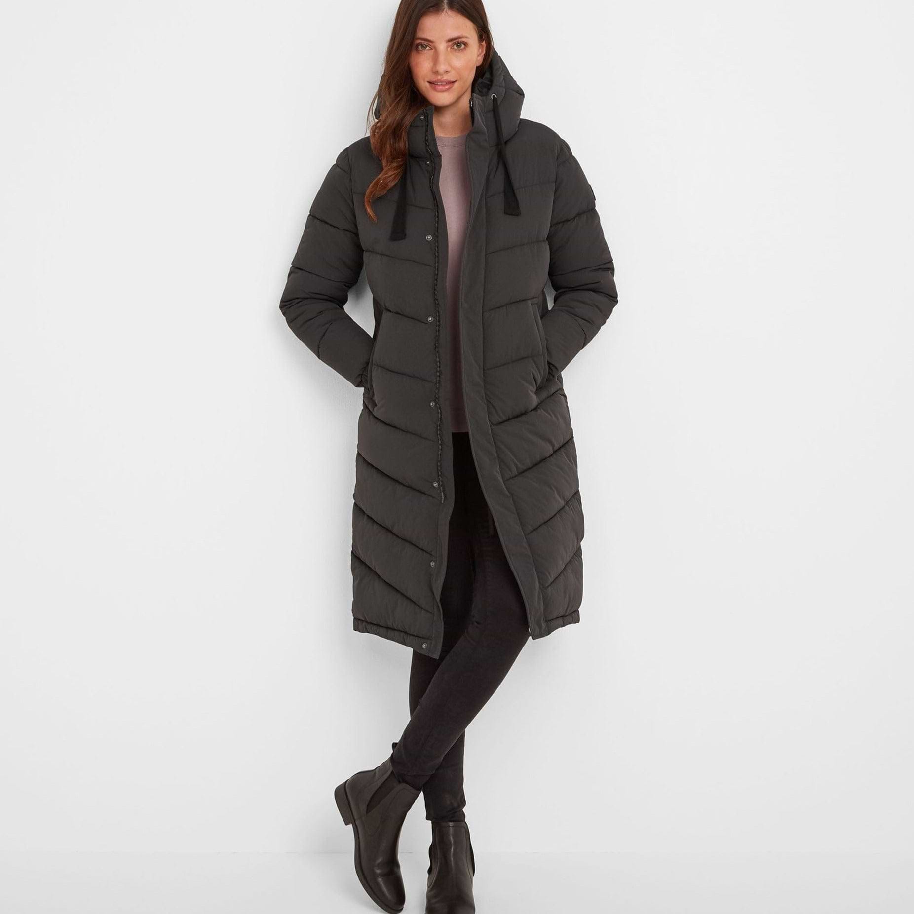 Womens long black bubble coat on sale