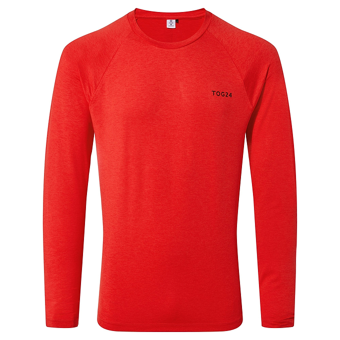 Rookwith Mens Long Sleeve Tech T-Shirt -  Fire Red