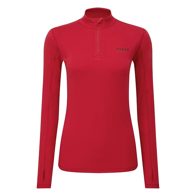 Snowdon Womens Thermal Base Layer Quarter Zip - Rouge Red