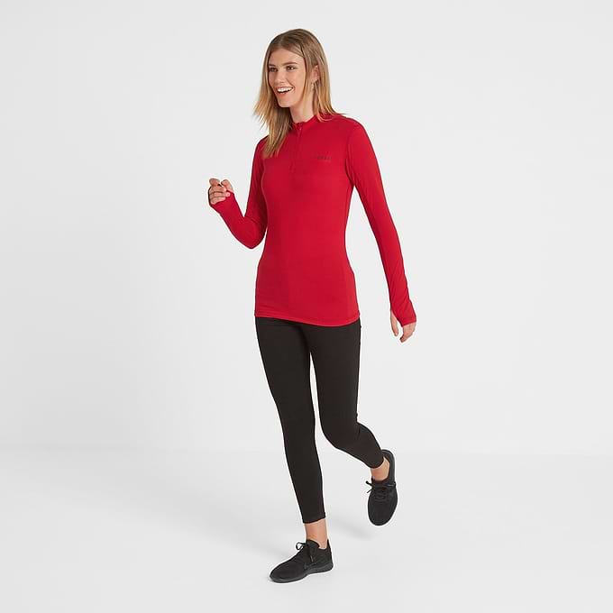 Snowdon Womens Thermal Base Layer Quarter Zip - Rouge Red