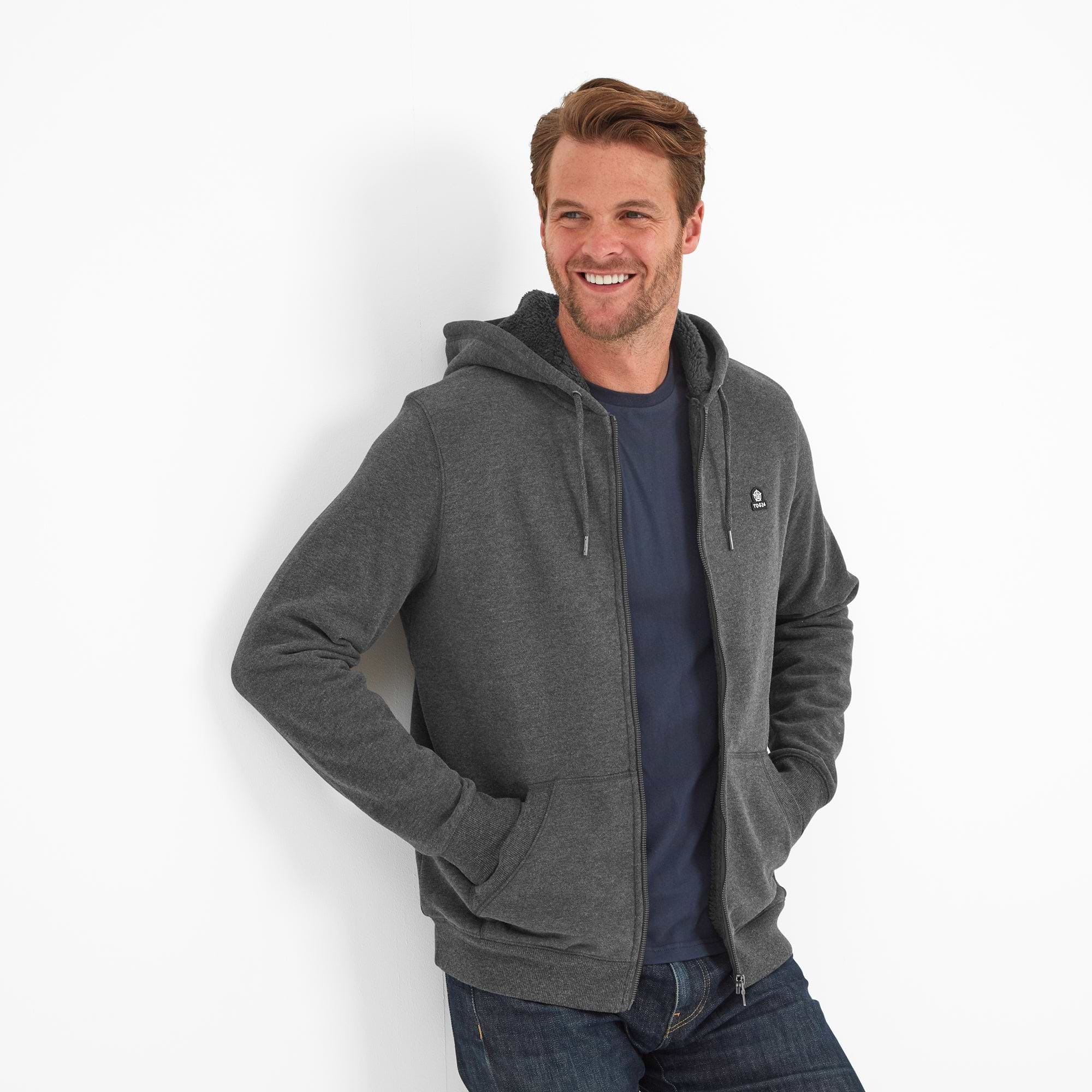 Mens sherpa lined hooded sweatshirt discount