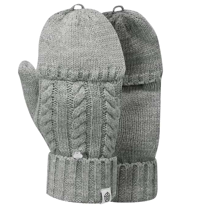 Wilks Knitted Fingerless Gloves - Mid Grey Marl