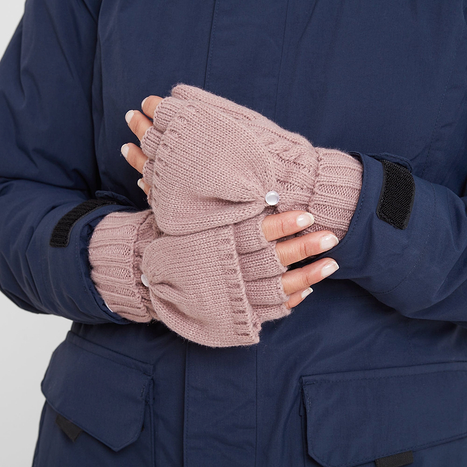 Wilks Knitted Fingerless Gloves - Faded Pink