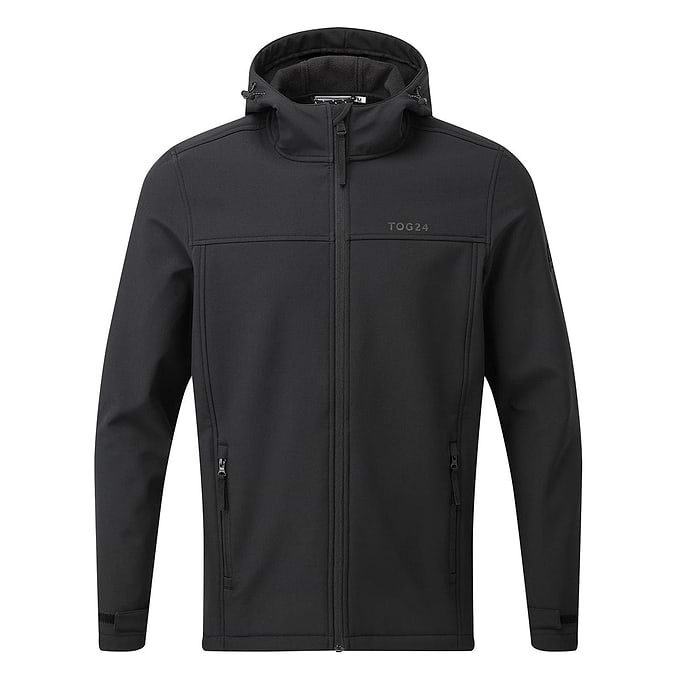 Feizor Mens Shower Resistant Softshell Hooded Jacket - Black