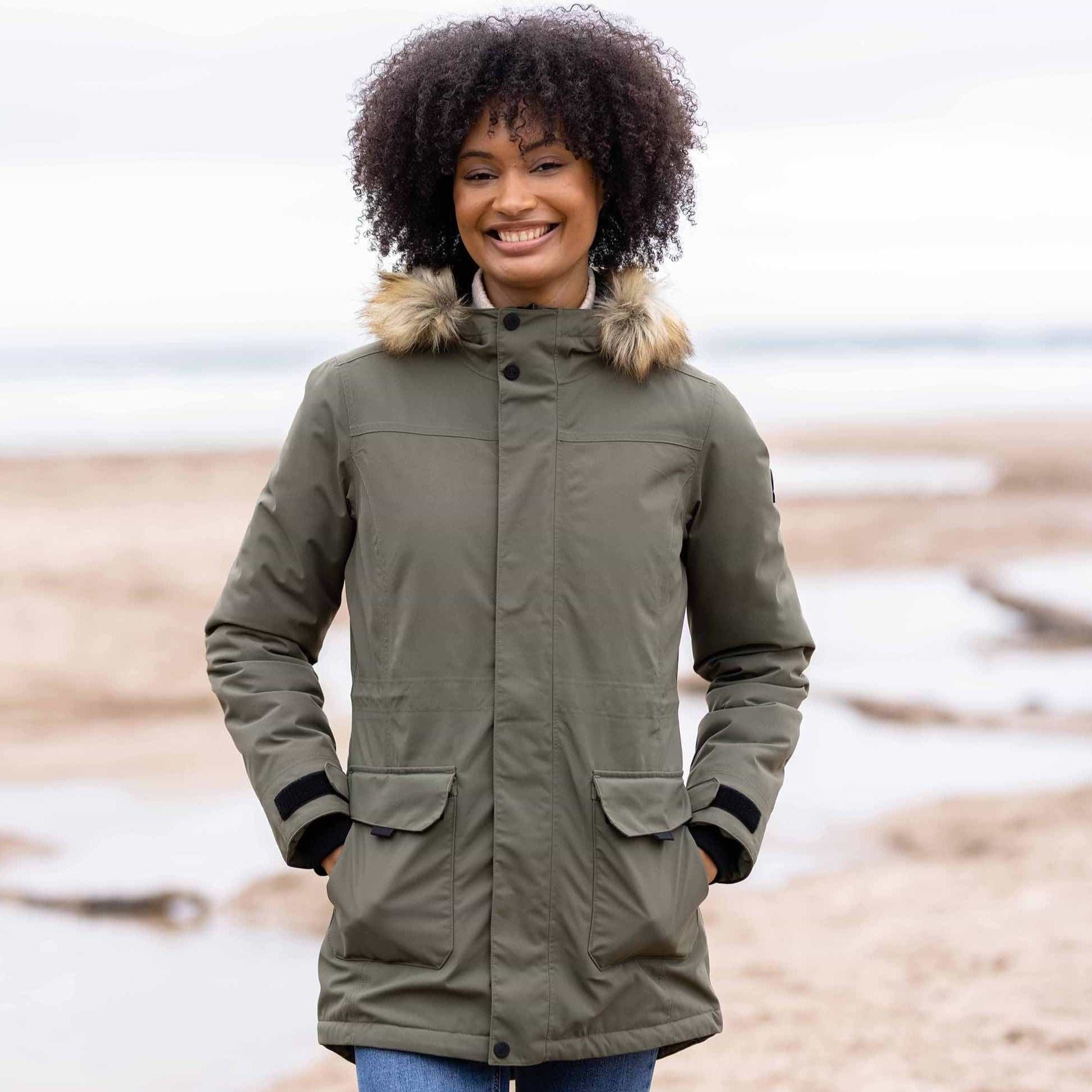 Green waterproof parka womens sales