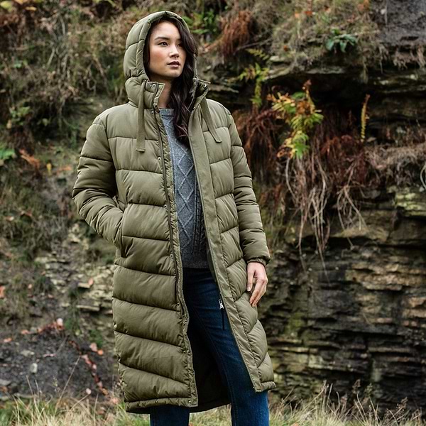 Green long puffer coat sales