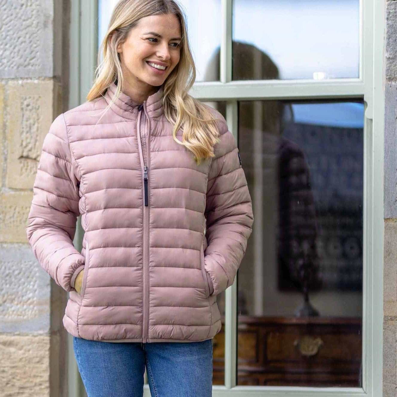 Pink lightweight puffer jacket shop