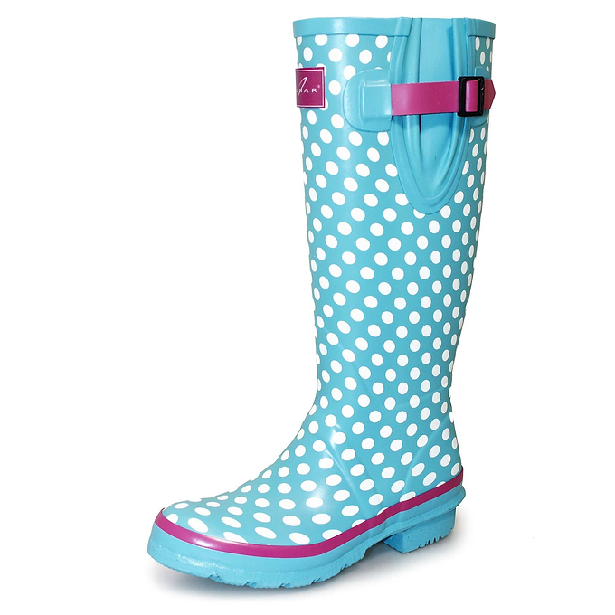 Lunar Polka Dot Wellington - Pale Blue