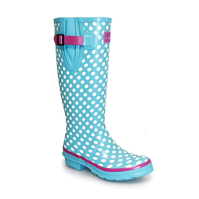 Lunar Polka Dot Wellington - Pale Blue