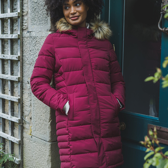 Firbeck Womens Long Insulated Jacket - Raspberry