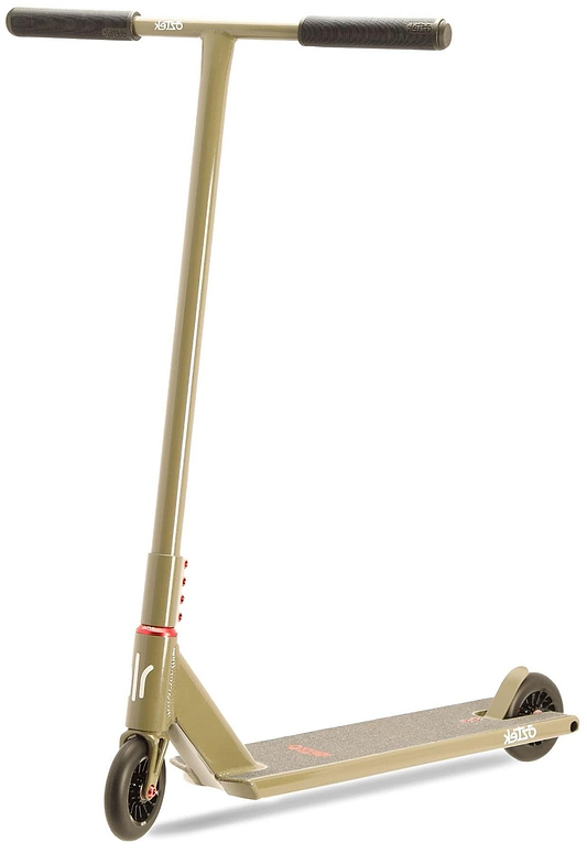 The Aztek Architect 2 Complete Stunt Scooter in Zircon Sand is an entry-level street scooter with black grips, small black wheels, a textured deck, and a straight handlebar, shown against a white background.
