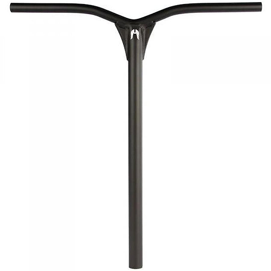 Displayed against a plain white background, the Ethic DTC Dryade 62 Aluminium ICS/IHC Stunt Scooter Bars - Black 620mm x 580mm presents a sleek crossbar design and central joint at the base, making it an ideal match for lightweight scooter components to enhance precision and style.