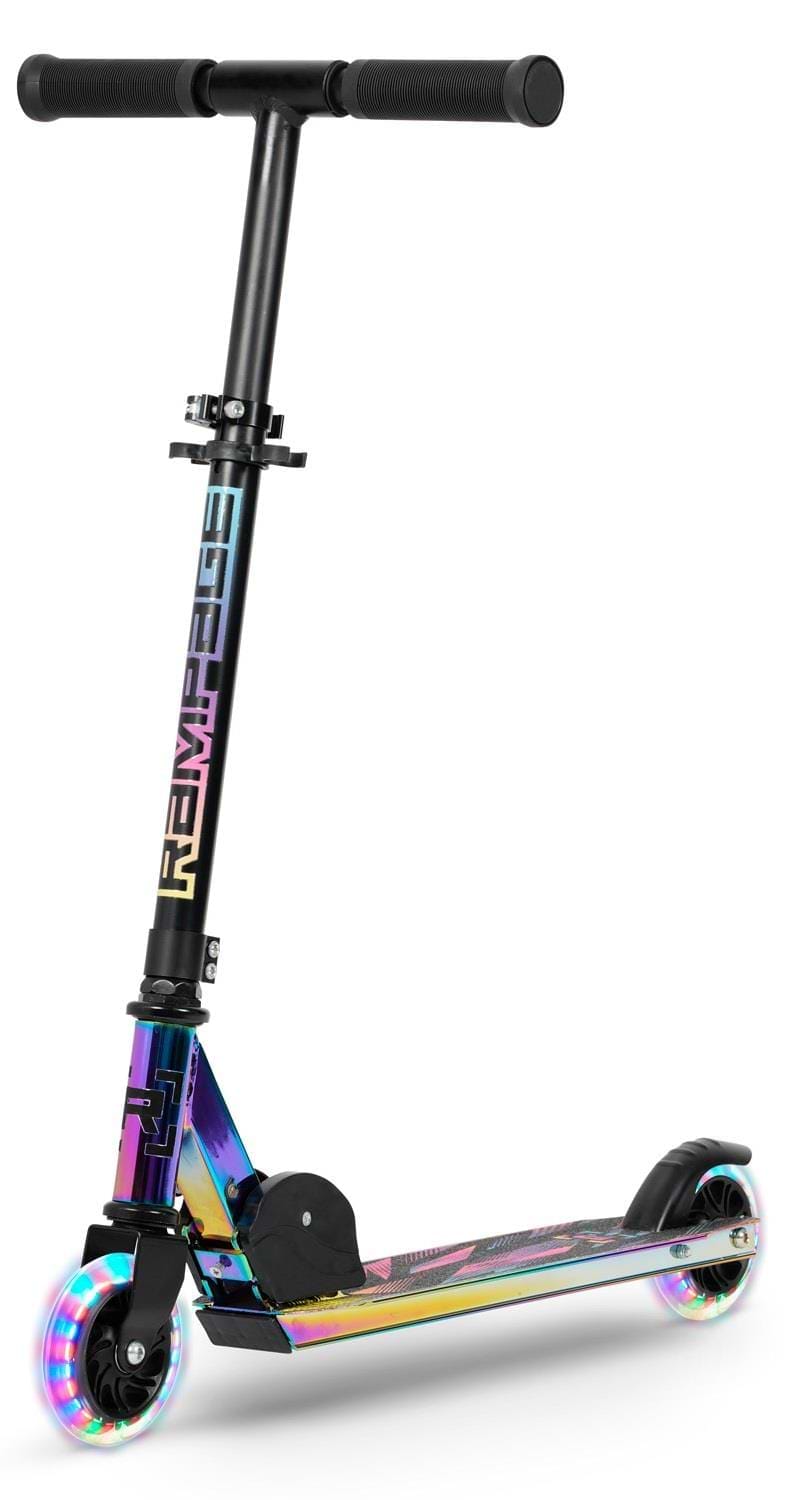 Rampage Light Up Foldable Kick Scooter Neochrome Black