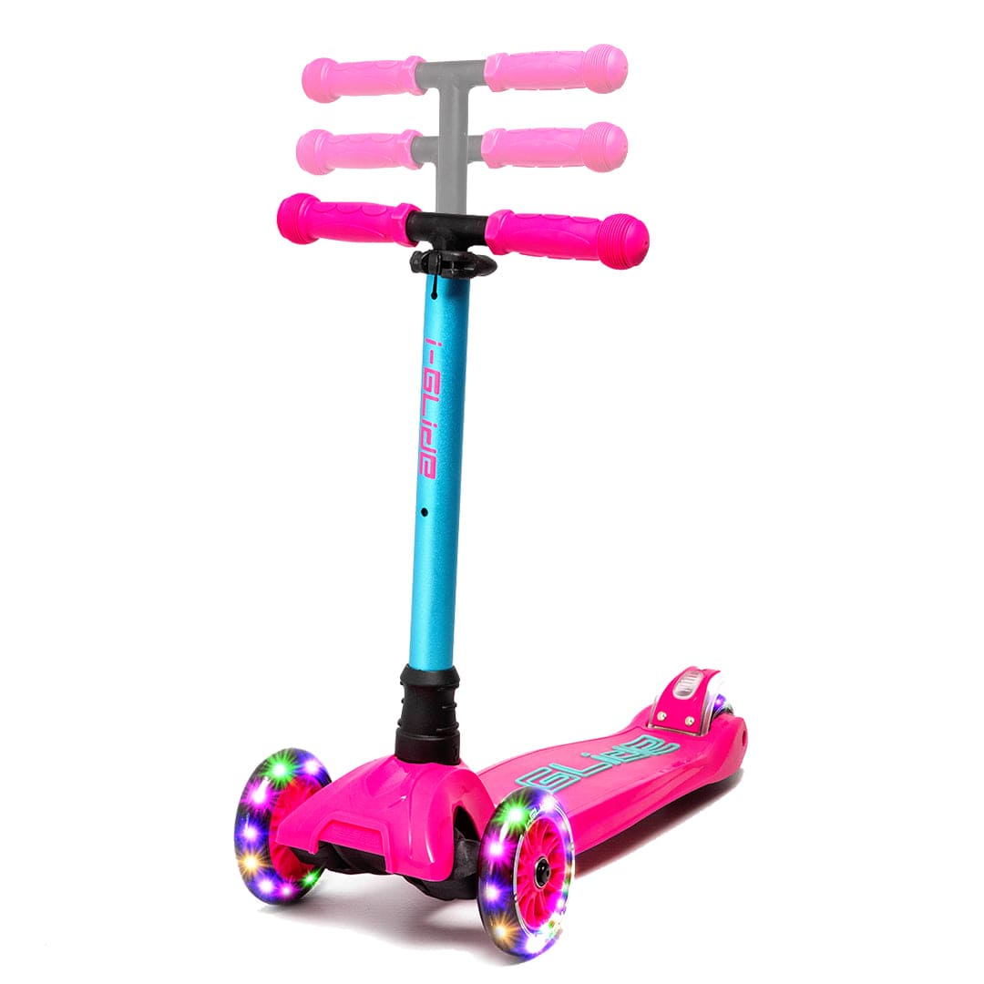 i-Glide 3-Wheel LED Kids Scooter Pink/Aqua — - Main Image
