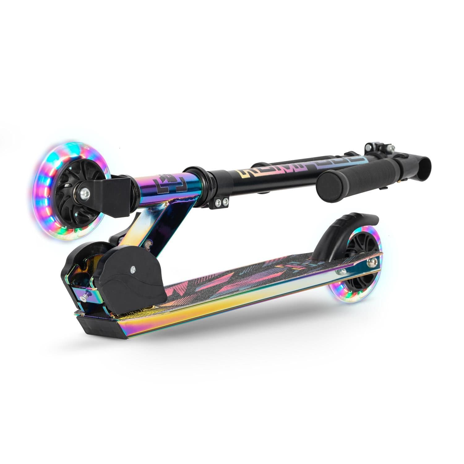 Rampage Light Up Foldable Kick Scooter - Neochrome / Black