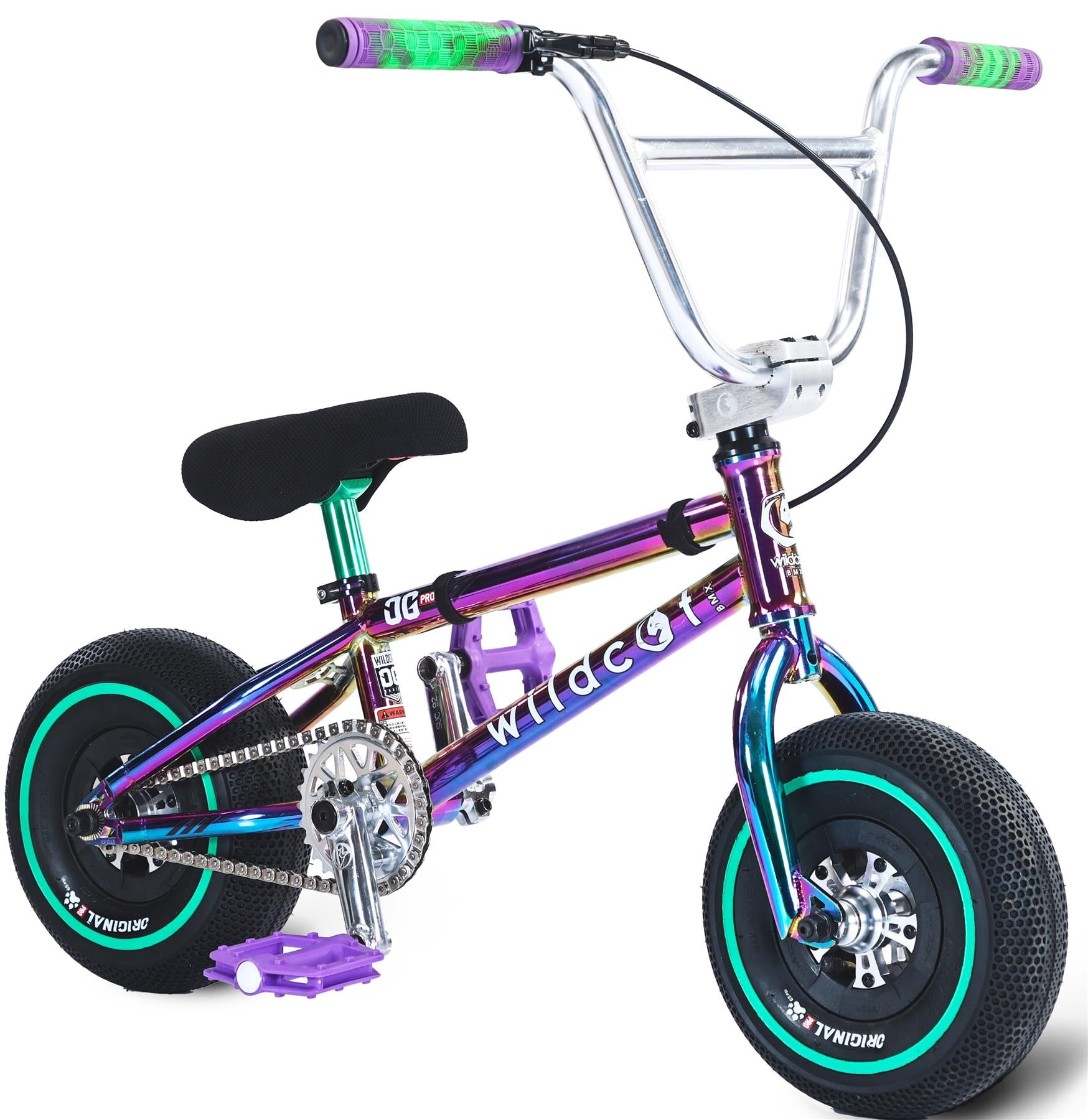 BMX 本体 パープル オイルスリック カスタム Purple Oil Slick Mini Bmx Bike Wildcat OG3 Pro Mini BMX Bike SkatePro