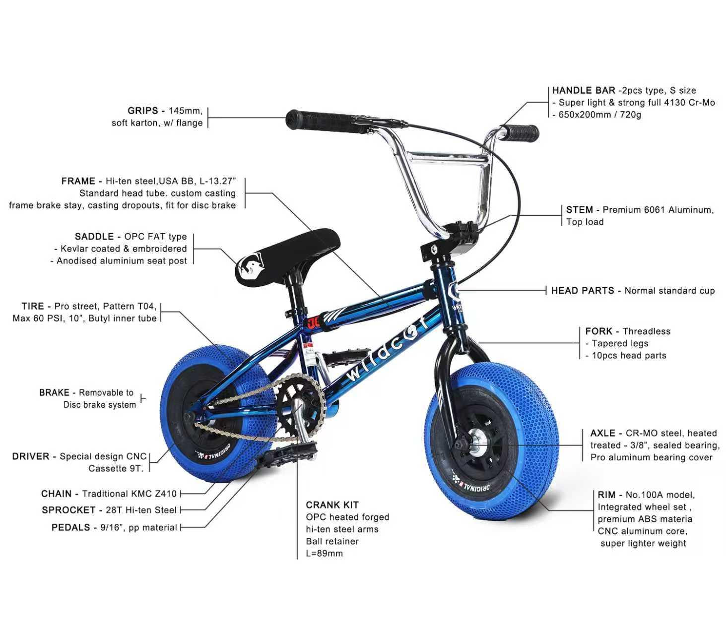 wildcat BMX バイク 青タイヤ Wildcat OG 3A Mini BMX Bike - Royal Blue — Skates.co.uk
