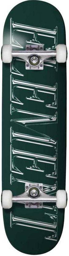 The Element Rodeo Rhythm Complete Skateboard (8.25" x 31.75") features a dark green deck with white wheels and trucks, plus "DENIED" in metallic, embossed letters across the top.