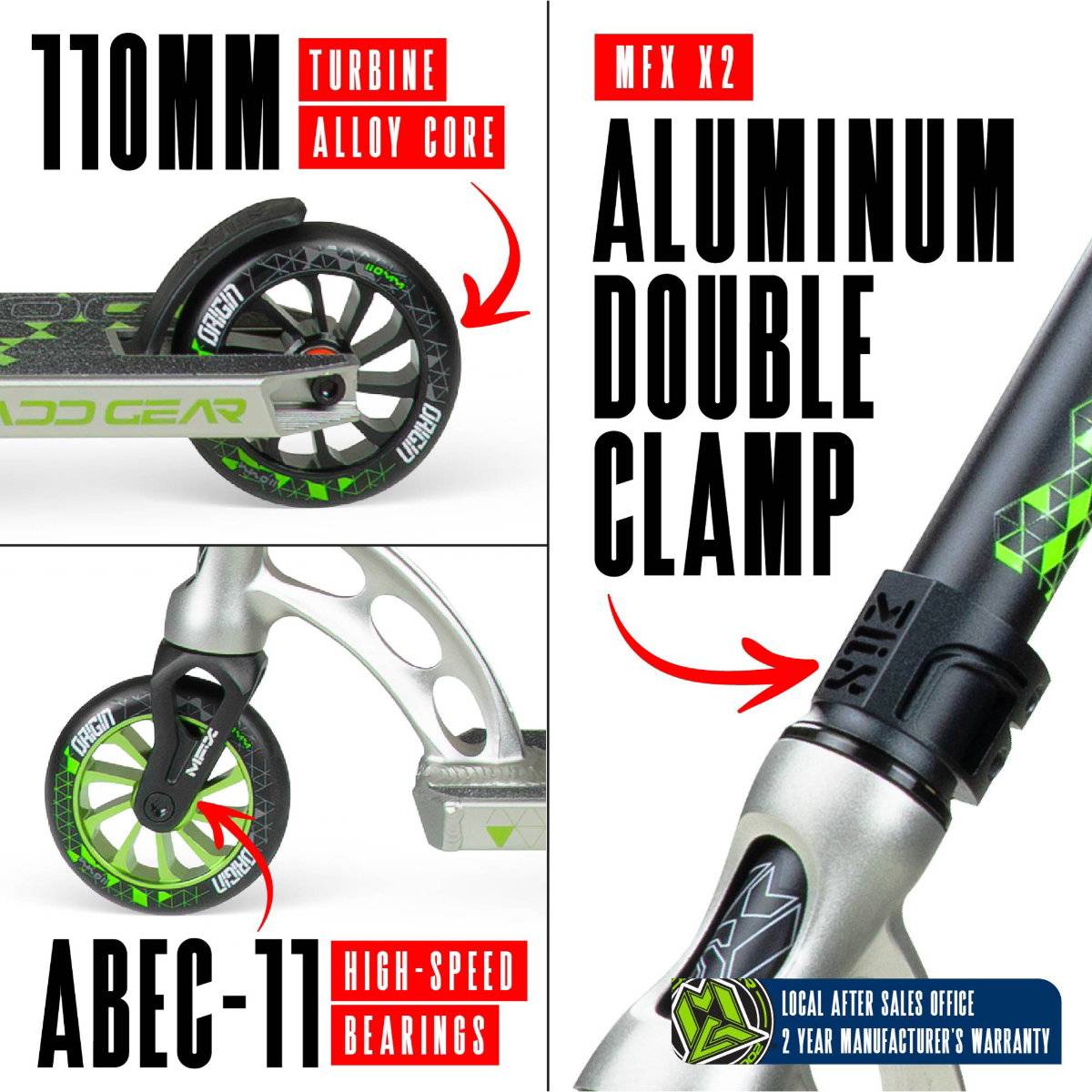 Madd Stuntscooter MGP Madd Gear VX10 Nitro Stunt-Scooter H=90cm weiss