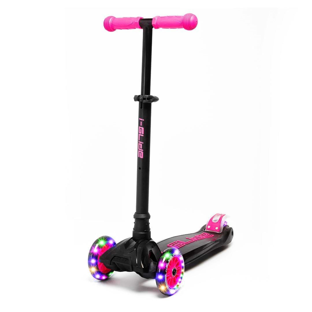 i-Glide 3-Wheel LED Kids Scooter Black/Pink —
