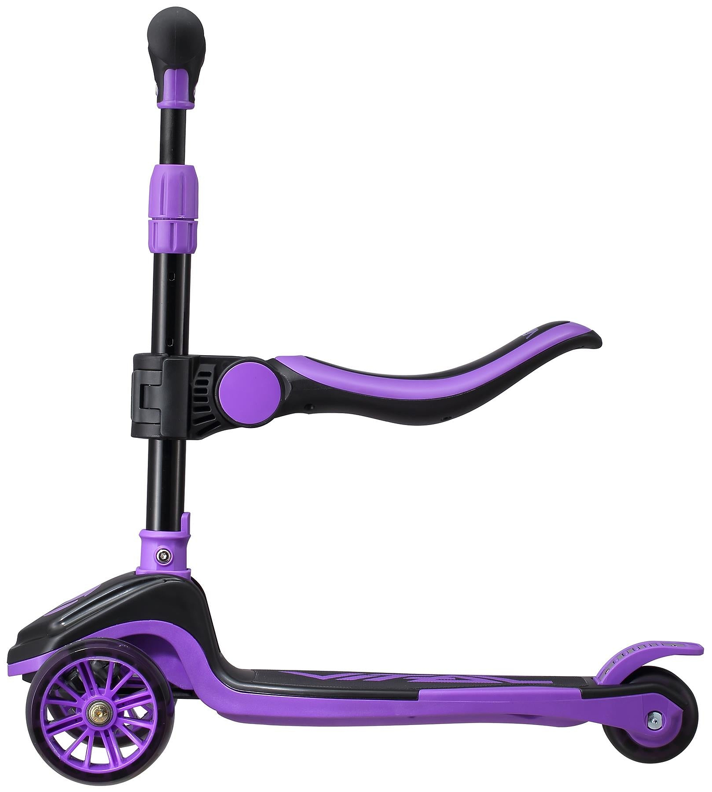 The Vital Tyke 3 Wheel Kids Scooter - Purple by Vital features an adjustable handlebar, wide footrest, and larger front wheels for stability—making it the perfect first scooter for young children.