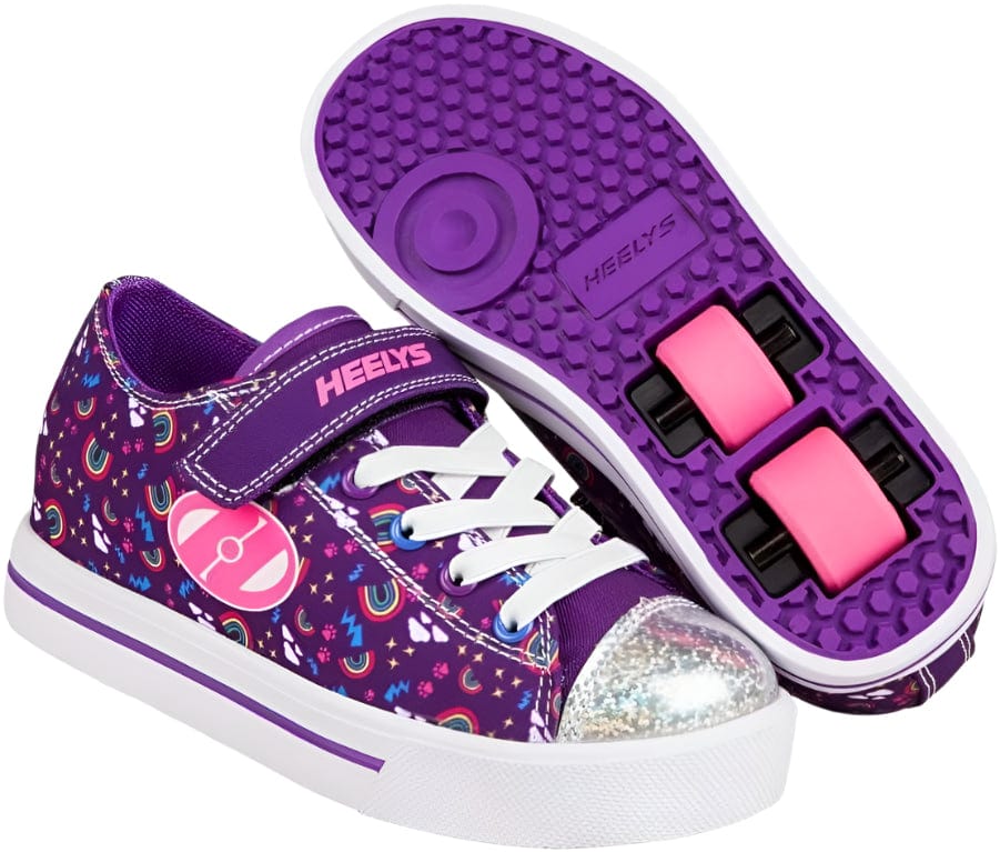 Heelys Snazzy X2 Girls Shoes Purple Multi Rainbow —