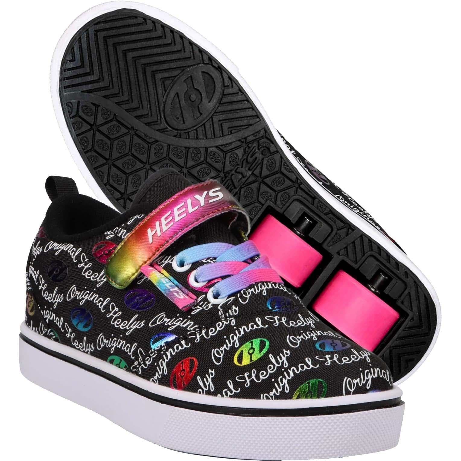 Heelys Pro 20 X2 Girls Shoes Black White Rainbow —