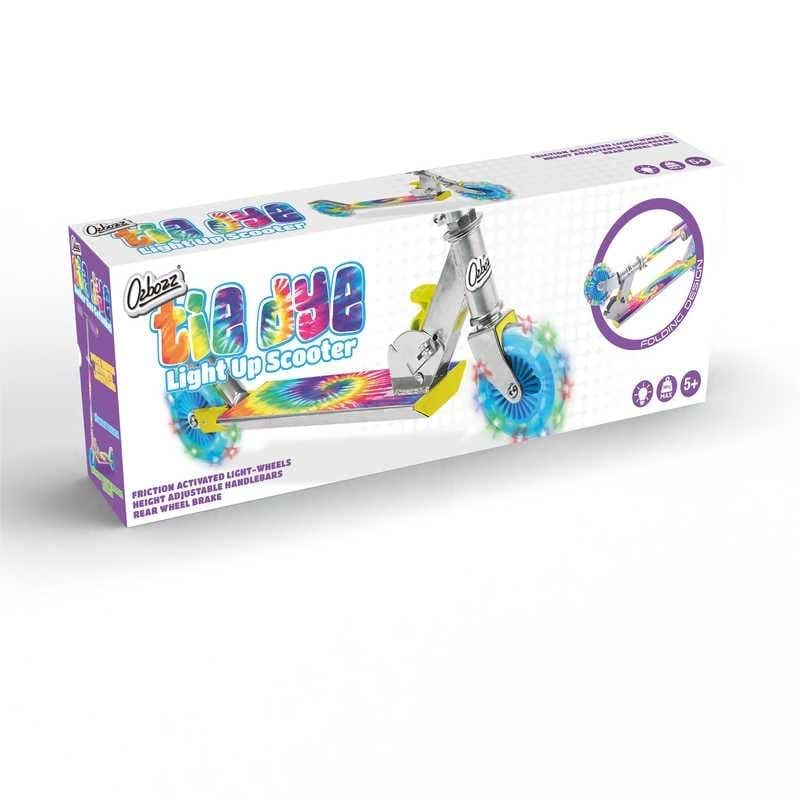 Ozbozz Tie Dye Light Up Foldable Kids Kick Scooter - Multi