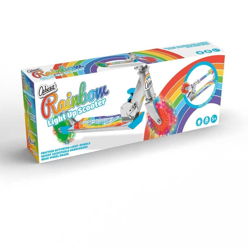 Ozbozz Rainbow Light Up Foldable Kids Kick Scooter - Multi