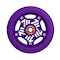 The CORE Vent 110mm Stunt Scooter Wheel by CORE features a purple hollow core, black and white geometric spokes, and a red center bearing. Lightweight and designed for stunt scooters, this wheel is isolated on a white background.