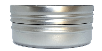 The Logic ABEC 11 Blue Scooter Bearings - 4 Pack come in a premium-quality, metallic, cylindrical container with a brushed finish and ridged design. The container is perfect for storing precision components such as scooter bearings and features a lid that seamlessly complements its smooth, silver surface.