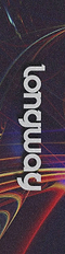 Vertical digital artwork featuring "longway" in bold, white lowercase letters on a dark, grainy background with colorful, swirling light streaks inspired by the Circuit Board design of the Longway Printed Pro Stunt Scooter Griptape.