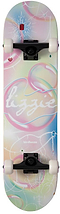The Birdhouse Stage 3 Armanto Bubbles Complete Skateboard (8" x 31.5") features a pastel deck with bubble patterns, "lizzie" in bold cursive, white wheels, and the Birdhouse logo near the bottom. Made from durable Canadian Maple—great for beginners.