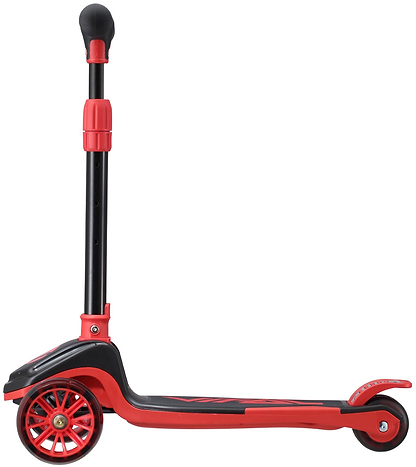 The Vital Tyke 3 Wheel Kids Scooter - Red by Vital is a stylish red and black scooter with a seat, ideal as a first scooter for young riders.