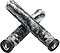 Two black, white, and gray marbled Blunt Envy V3 160mm stunt scooter grips are crossed, each with a black cap featuring a white geometric logo—ideal for upgrading your Blunt Envy or any scooter handlebars.