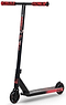 The Legacy Fade Complete Stunt Scooter - Black / Red by Legacy features a T-shaped handlebar, red grips, black wheels, and bold red graphics on the deck—ideal as a first stunt scooter for tricks.