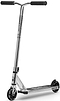 The Legacy Ventus Complete Stunt Scooter in Chrome/Black features black grips, a T-shaped handlebar, black wheels, durable build, and bold "VENTUS" graphics for a striking look.