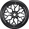 The Blunt Envy Sector 120mm Stunt Scooter Wheel in black features a geometric spoke-like center design and white rim text: "ONE HUNDRED TWENTY X TWENTY SIX MM 86A.
