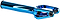 The Ethic DTC Merrow V3 8/12STD SCS Stunt Scooter Forks in Chrome Blue feature a cylindrical stem, open prongs, a black axle bolt, and a smooth polished finish.