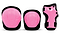 The SFR Essentials Youth Triple Pad Set V2 in pink by SFR includes a knee pad, an elbow pad, and a wrist guard for kids, displayed side by side on a white background.