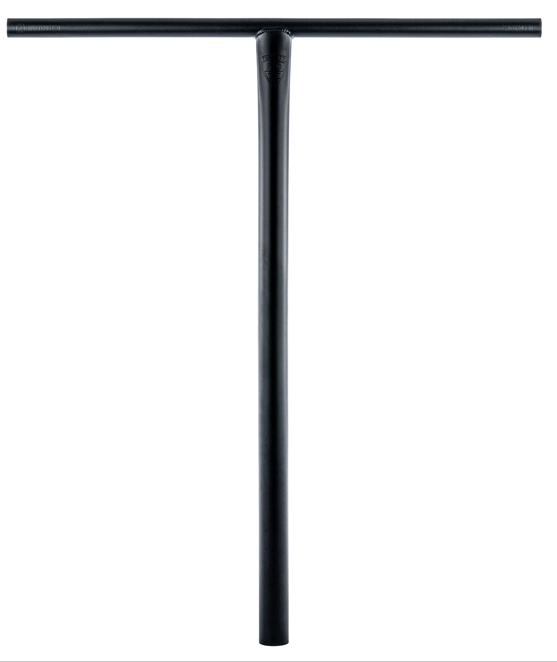 The Ethic DTC Tenacity V2 Steel Oversized HIC Stunt Scooter T-Bars in black (770mm x 600mm) by Ethic are centered on a plain white background.