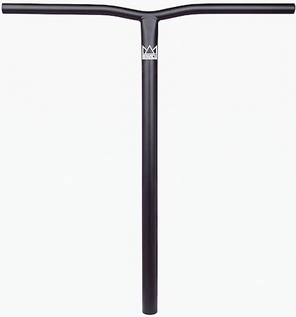 The Legacy Chromo Lite Steel Oversized HIC/SCS Stunt Scooter Bars (Black, 680mm x 610mm) feature a T-shape with slightly curved top corners, are made from durable Chromoly steel, and display a small white crown logo near the top center.